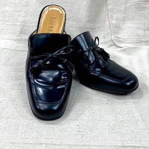 Ralph Laure Mule Clogs Black with Tassels 9